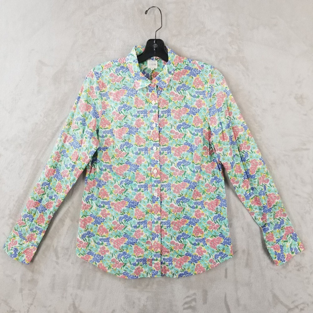 J.Crew The Perfect Shirt Women‎ M Ditzy Floral Cotton Long Sleeve Button Blouse